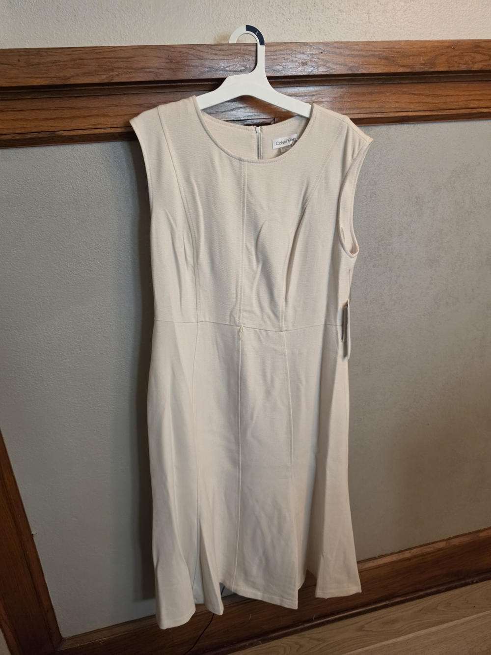 Calvin Klein Ivory Sleeveless Sheath Midi Dress
